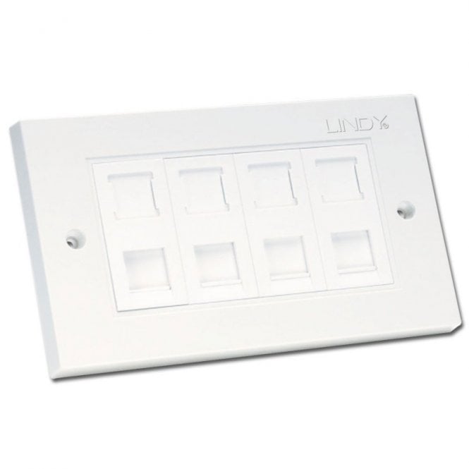 Lindy Lindy  CAT5e Double Wall Plate with 4 x RJ-45 Shuttered Socket, Unshielded